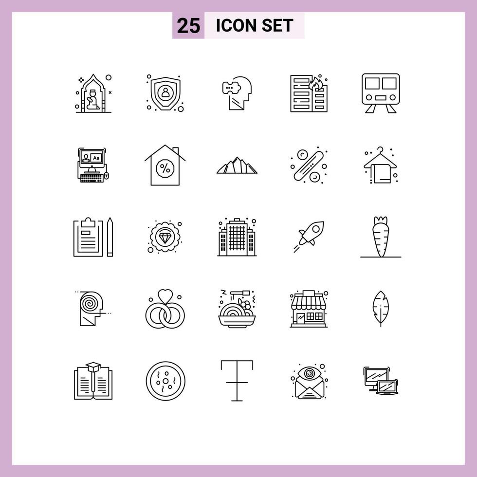 25 Creative Icons Modern Signs and Symbols of maps house logic flame burning Editable Vector Design Elements