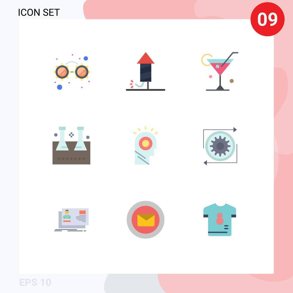 9 Flat Color concept for Websites Mobile and Apps light test tube drink lab glassware erlenmeyer flask Editable Vector Design Elements