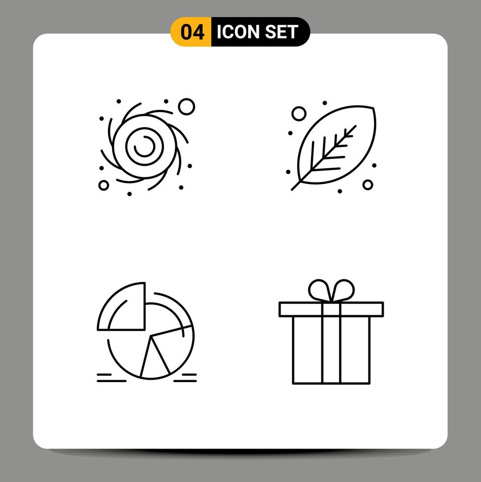 Modern Set of 4 Filledline Flat Colors Pictograph of astronomy pie eco plant analytics Editable Vector Design Elements