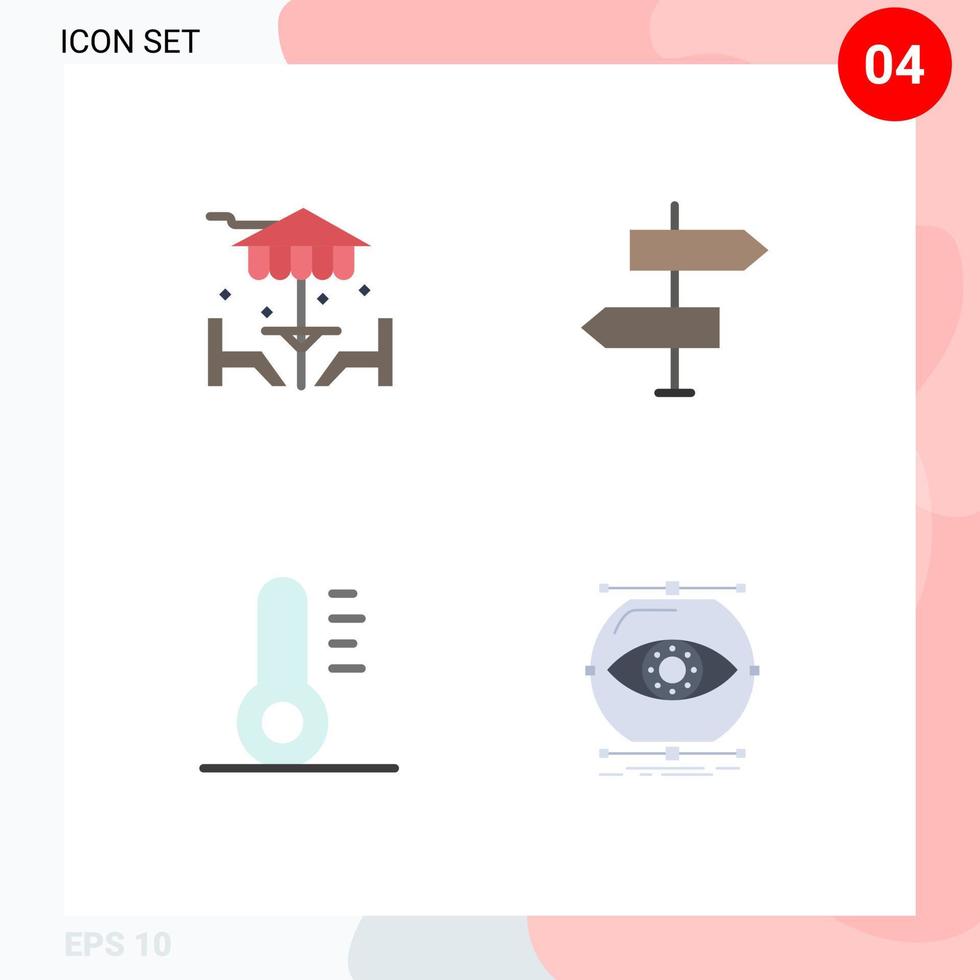 Set of 4 Modern UI Icons Symbols Signs for beach christmas furniture basic visualize Editable Vector Design Elements