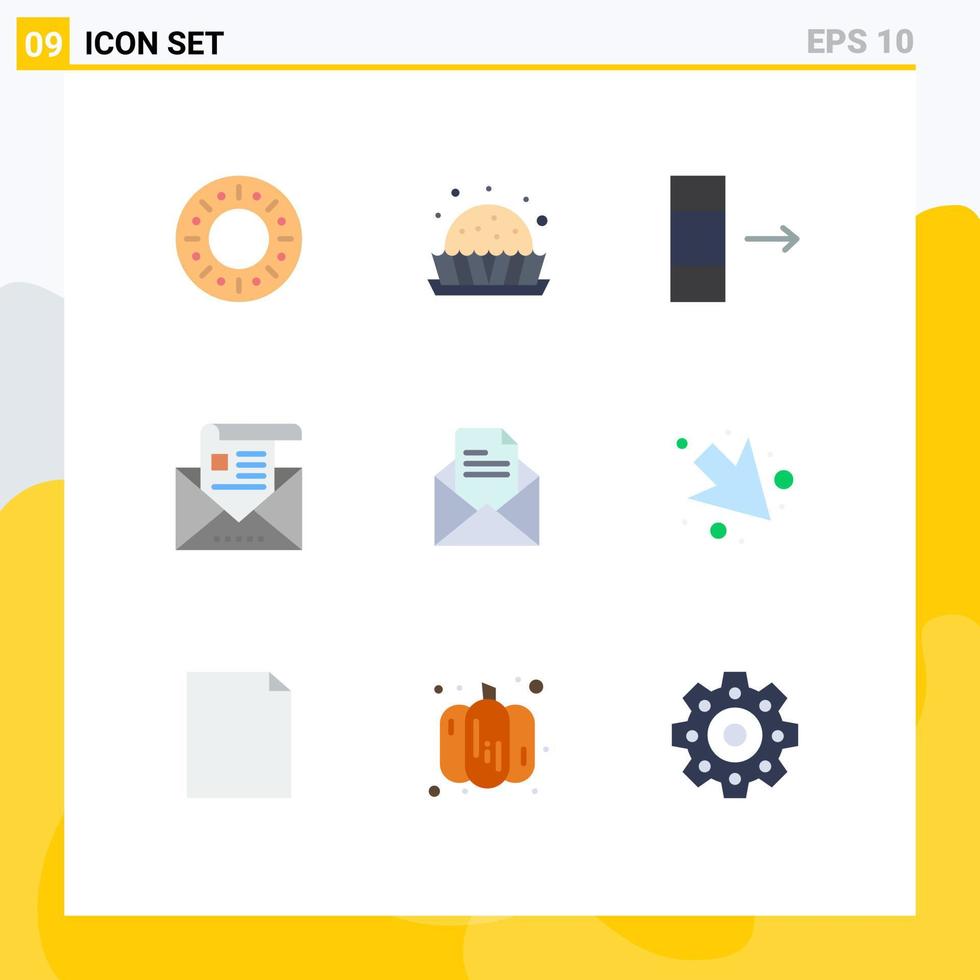 9 Thematic Vector Flat Colors and Editable Symbols of office text data letter email Editable Vector Design Elements