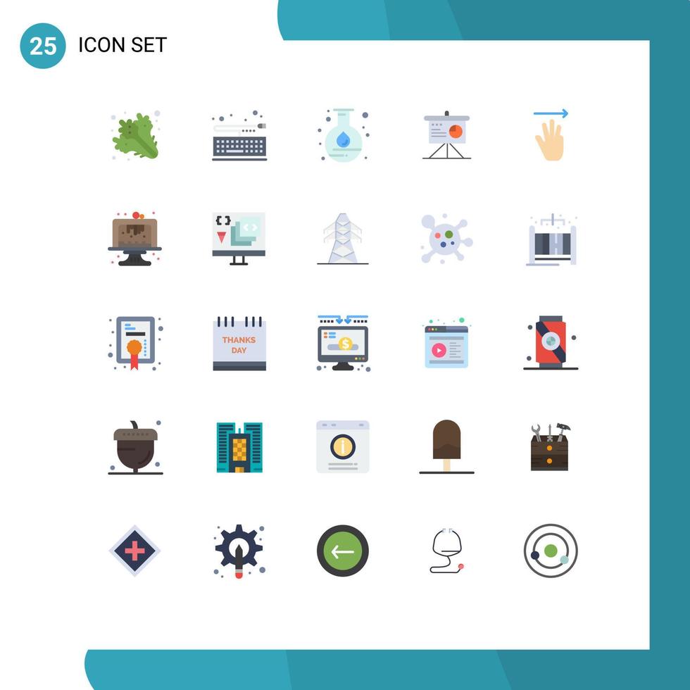 25 Universal Flat Color Signs Symbols of hand cursor business energy board presentation Editable Vector Design Elements