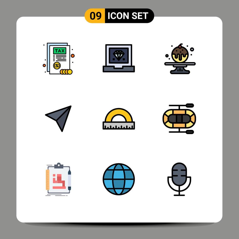 Pictogram Set of 9 Simple Filledline Flat Colors of scale measure candy construction share Editable Vector Design Elements