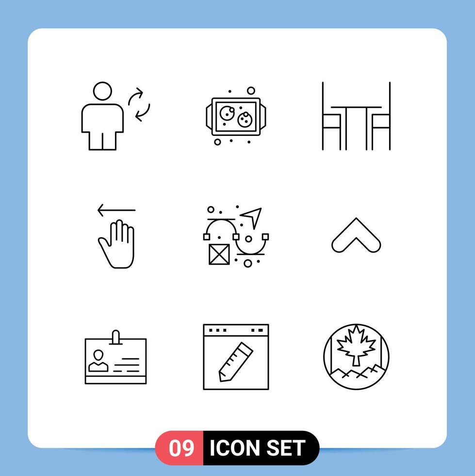 9 Universal Outline Signs Symbols of left arrow tray hand interior Editable Vector Design Elements