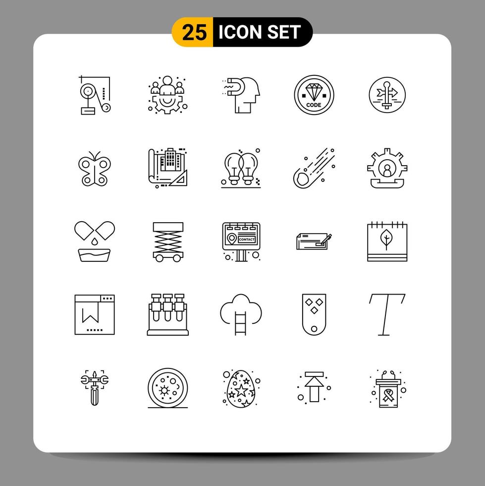 Modern Set of 25 Lines and symbols such as board development engagement develop code Editable Vector Design Elements