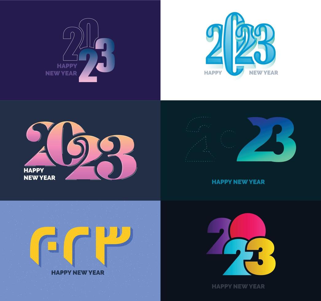 Big Set of 2023 Happy New Year logo text design 2023 number design template vector