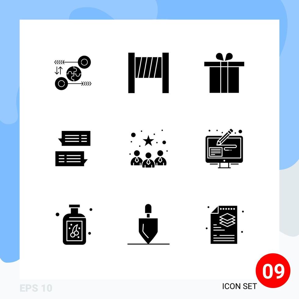 9 Creative Icons Modern Signs and Symbols of profile business gift conversations mail Editable Vector Design Elements