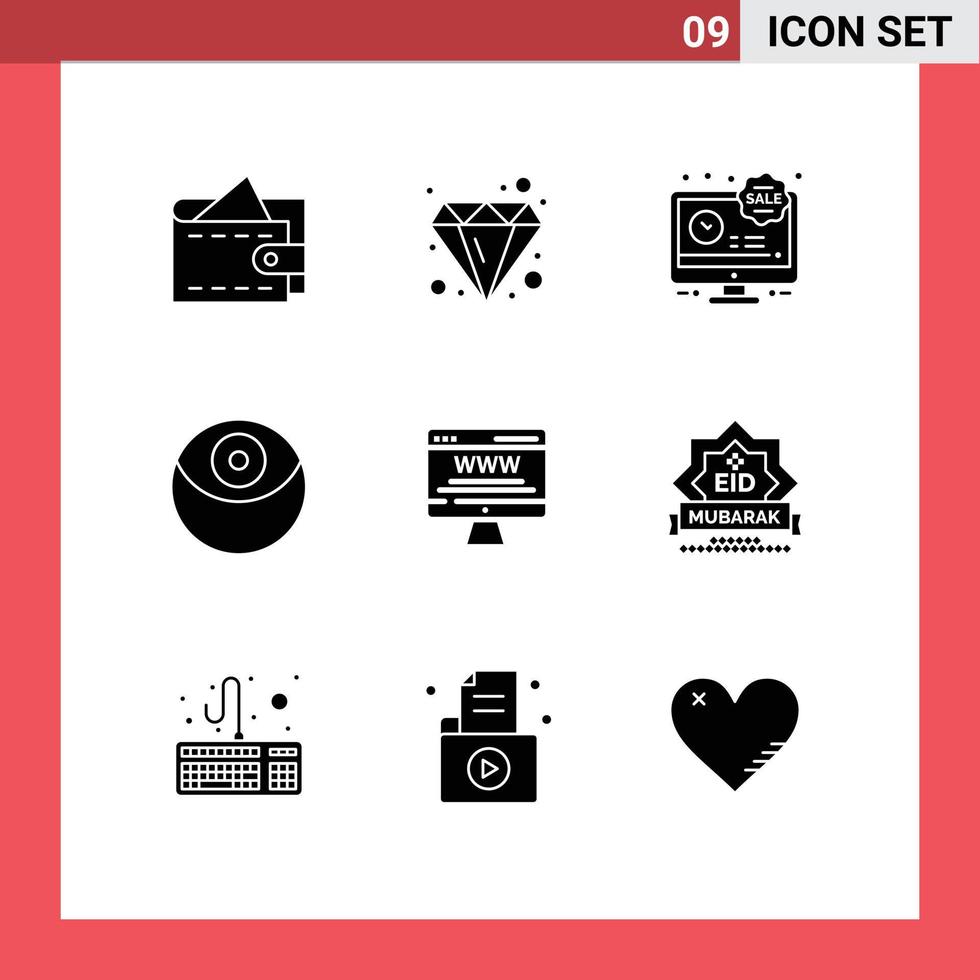 Stock Vector Icon Pack of 9 Line Signs and Symbols for web advert billboard limited time advert planet Editable Vector Design Elements