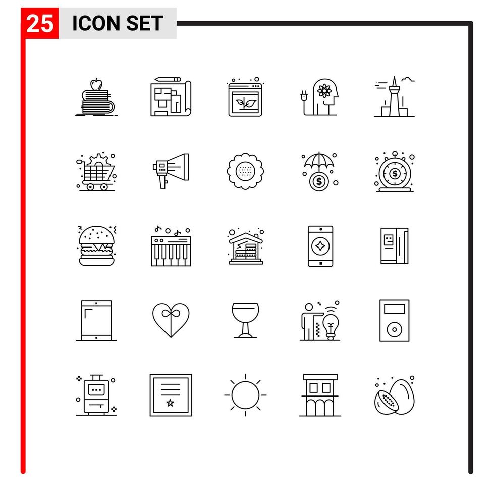 Editable Vector Line Pack of 25 Simple Lines of mind boosting estate ability increase Editable Vector Design Elements