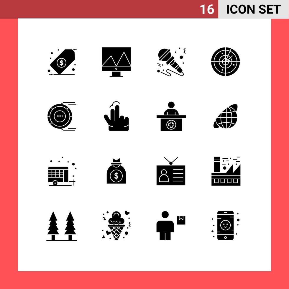 16 iconos creativos signos y símbolos modernos de tecnología de análisis área de señalización de micrófono elementos de diseño vectorial editables vector