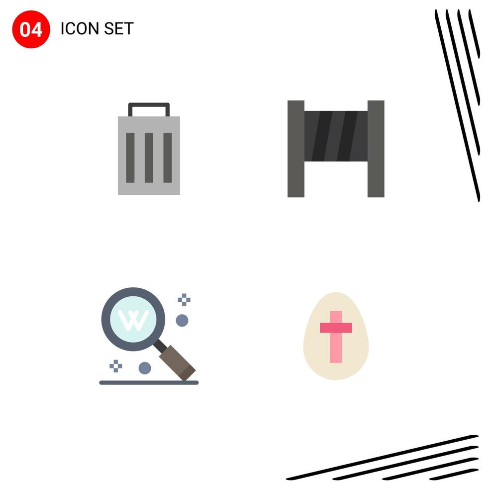 Pack of 4 creative Flat Icons of delete seo user key egg Editable Vector Design Elements