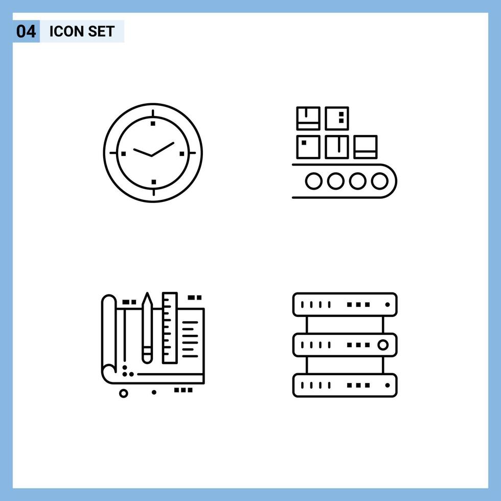 4 Line concept for Websites Mobile and Apps time architect machine management education Editable Vector Design Elements