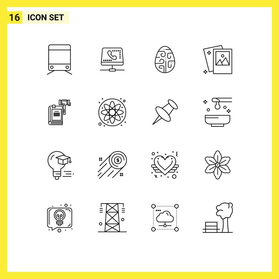 conjunto de 16 iconos de interfaz de usuario modernos símbolos signos para imagen foto celebración imagen vacaciones elementos de diseño vectorial editables vector