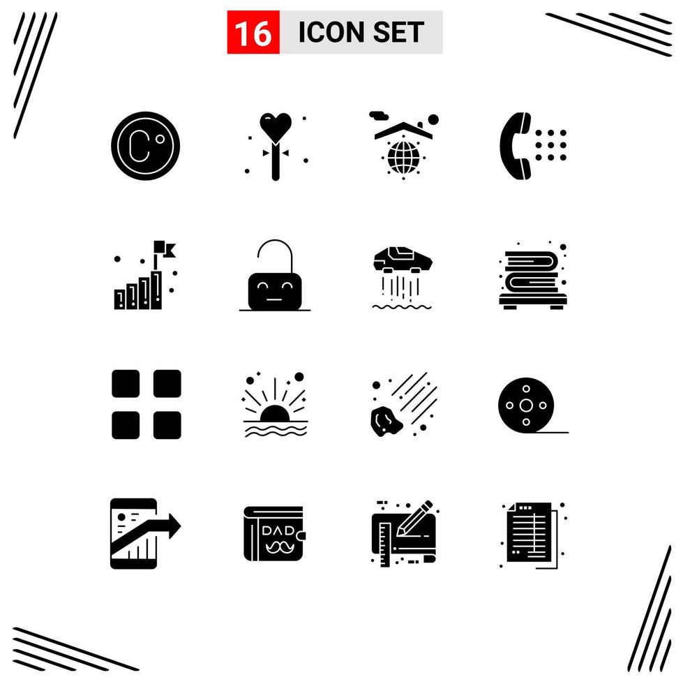 conjunto de 16 iconos modernos de la interfaz de usuario símbolos signos para el crecimiento del teléfono aplicaciones de marcación terrestre elementos de diseño vectorial editables vector