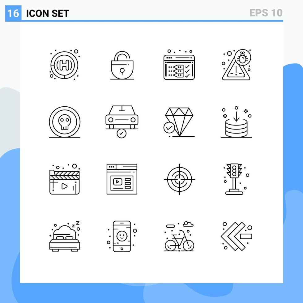 16 Creative Icons Modern Signs and Symbols of horror dangerous development coin security Editable Vector Design Elements