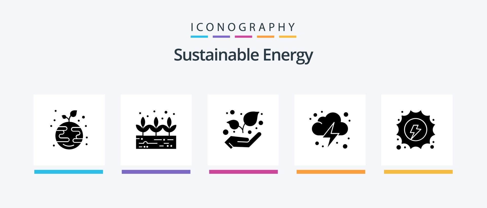 Sustainable Energy Glyph 5 Icon Pack Including . hydro. plant. energy. cloud. Creative Icons Design vector