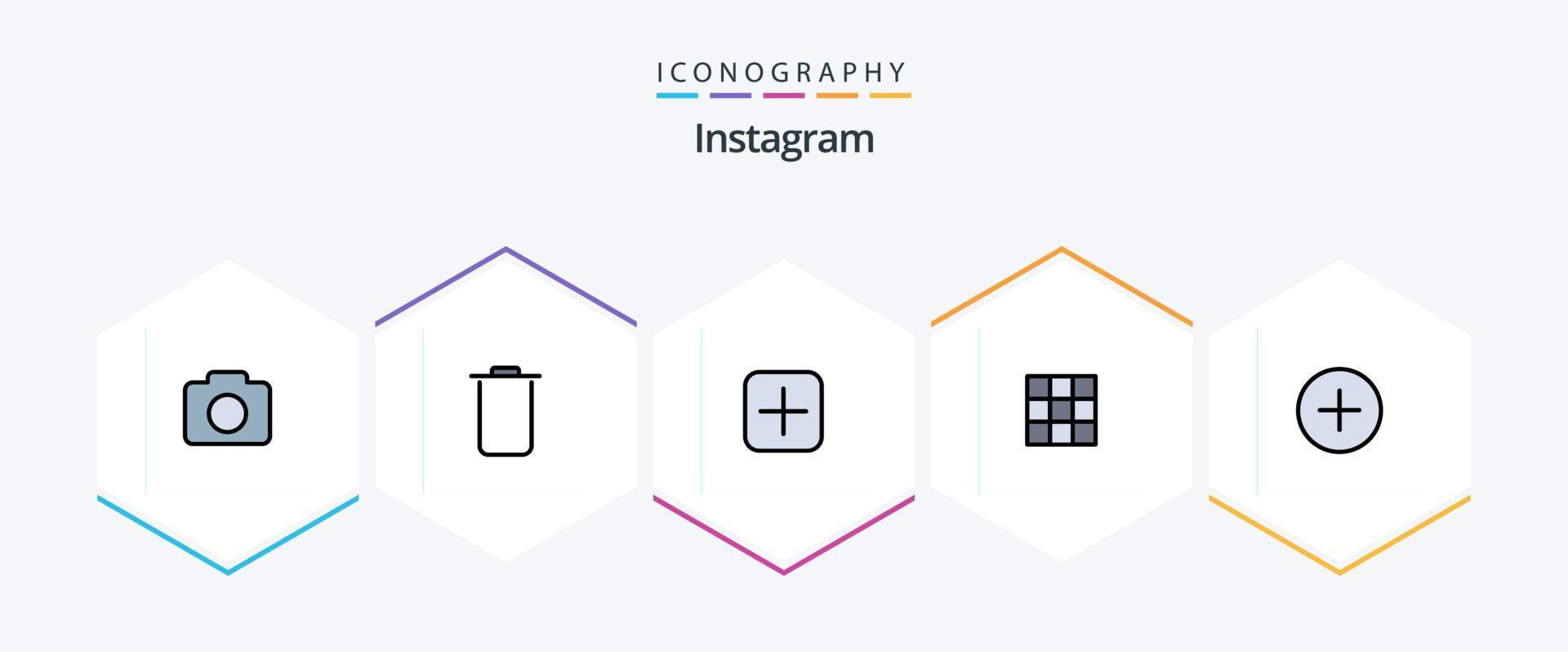 paquete de iconos de 25 líneas rellenadas de Instagram que incluye . agregar. conjuntos gorjeo. instagram vector