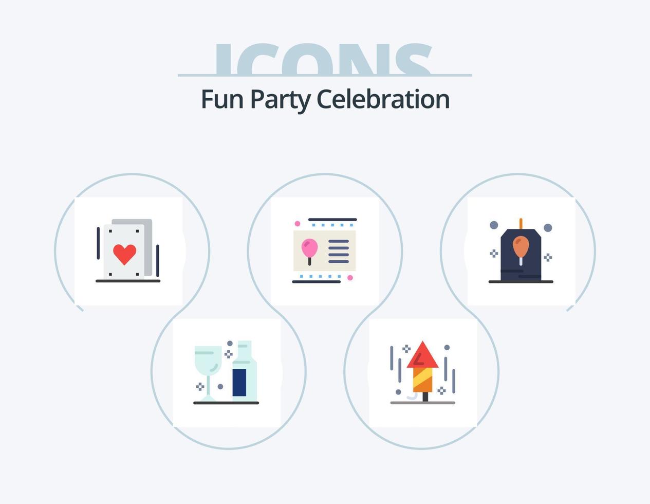 paquete de iconos planos de fiesta 5 diseño de iconos. regalo. cumpleaños. tarjetas fiesta. vacaciones vector
