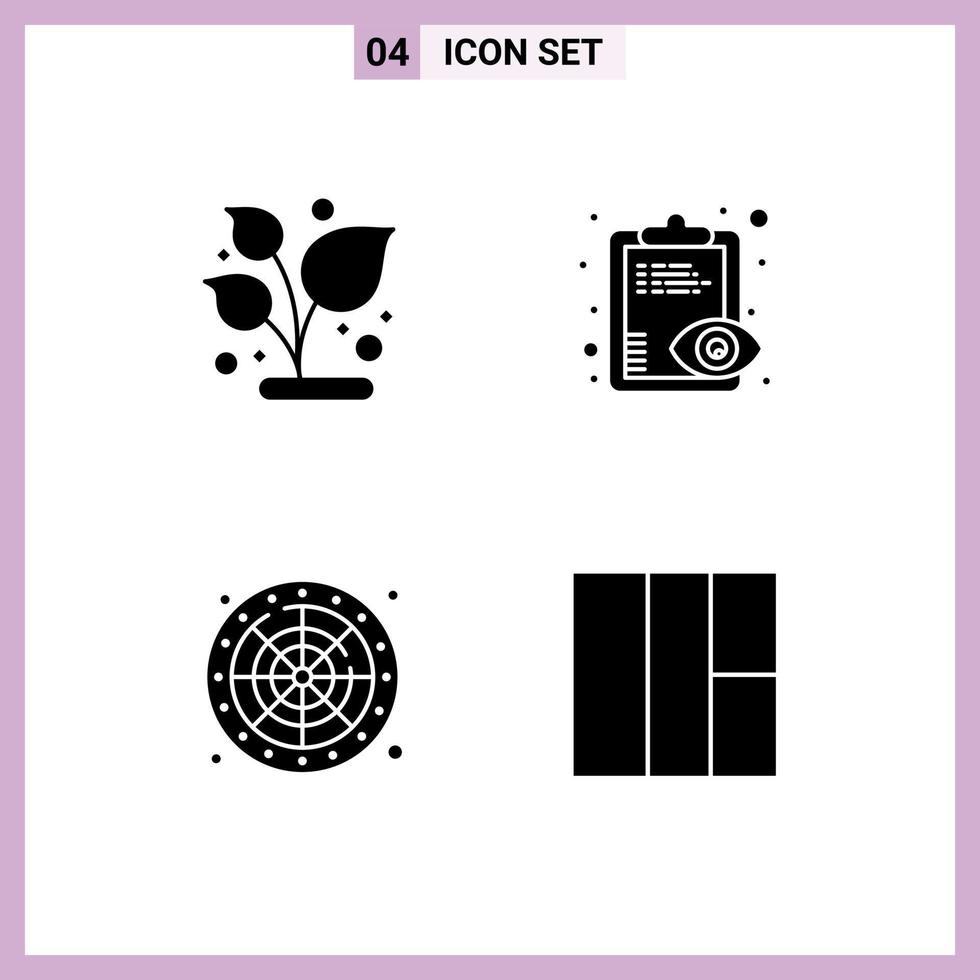 Set of 4 Modern UI Icons Symbols Signs for grow wheel plant view play Editable Vector Design Elements