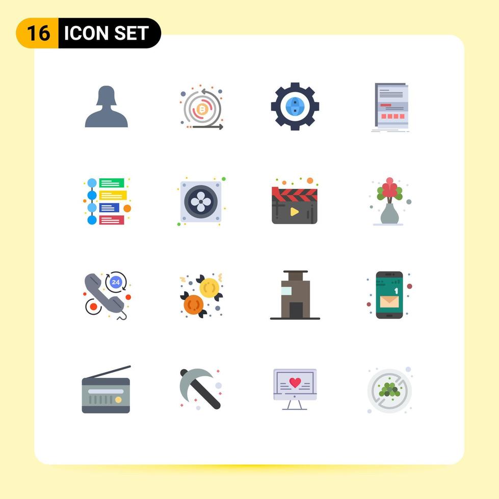 16 Universal Flat Colors Set for Web and Mobile Applications advertisement page cogwheel internet browser Editable Pack of Creative Vector Design Elements