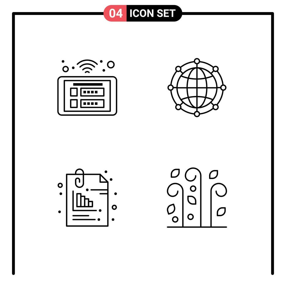 Universal Icon Symbols Group of 4 Modern Filledline Flat Colors of access technology smart global document Editable Vector Design Elements