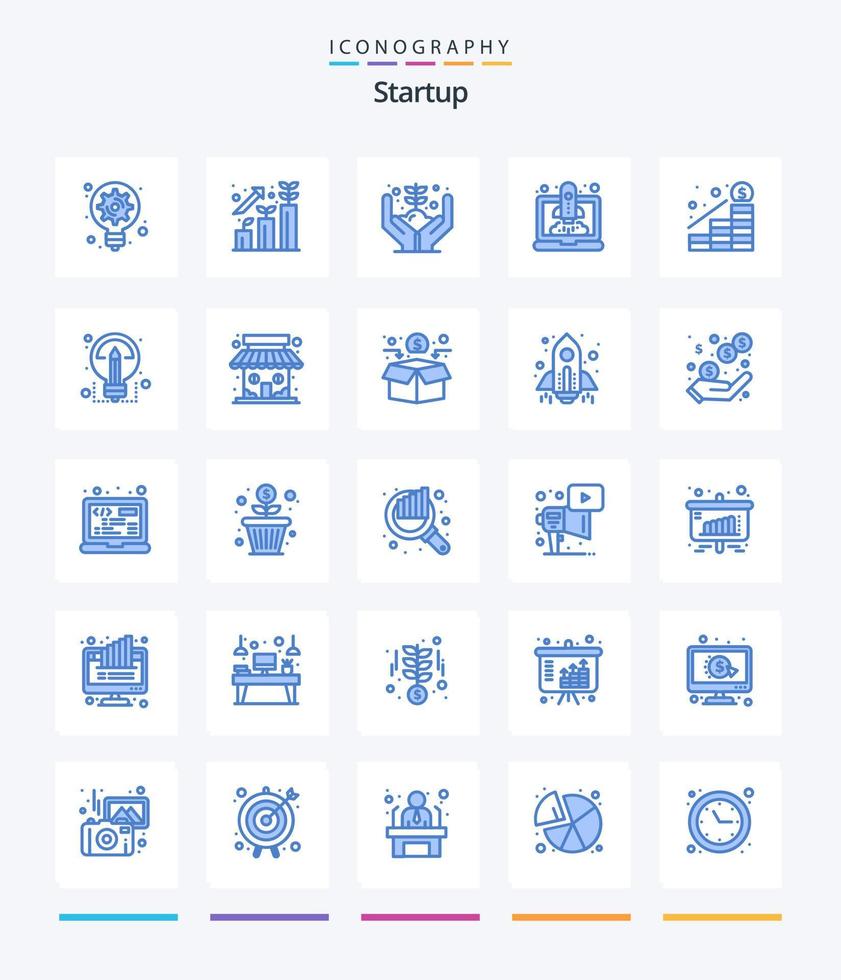 Creative Startup 25 Blue icon pack  Such As increase. startup. growth. speedup. boost vector