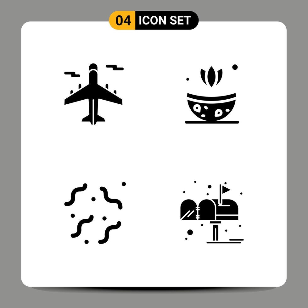 Editable Vector Line Pack of Simple Solid Glyphs of airplane spooky world herb box Editable Vector Design Elements