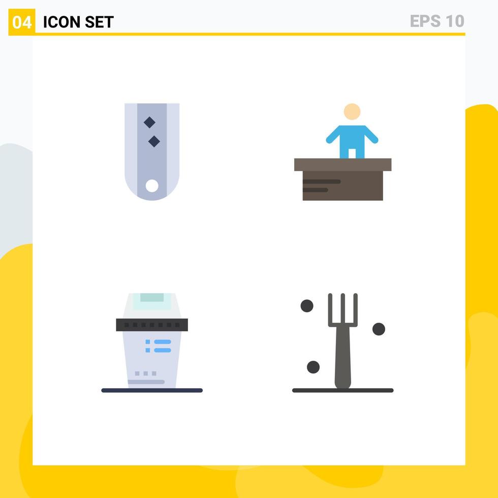 Modern Set of 4 Flat Icons Pictograph of diamonds bin rank desk junk Editable Vector Design Elements