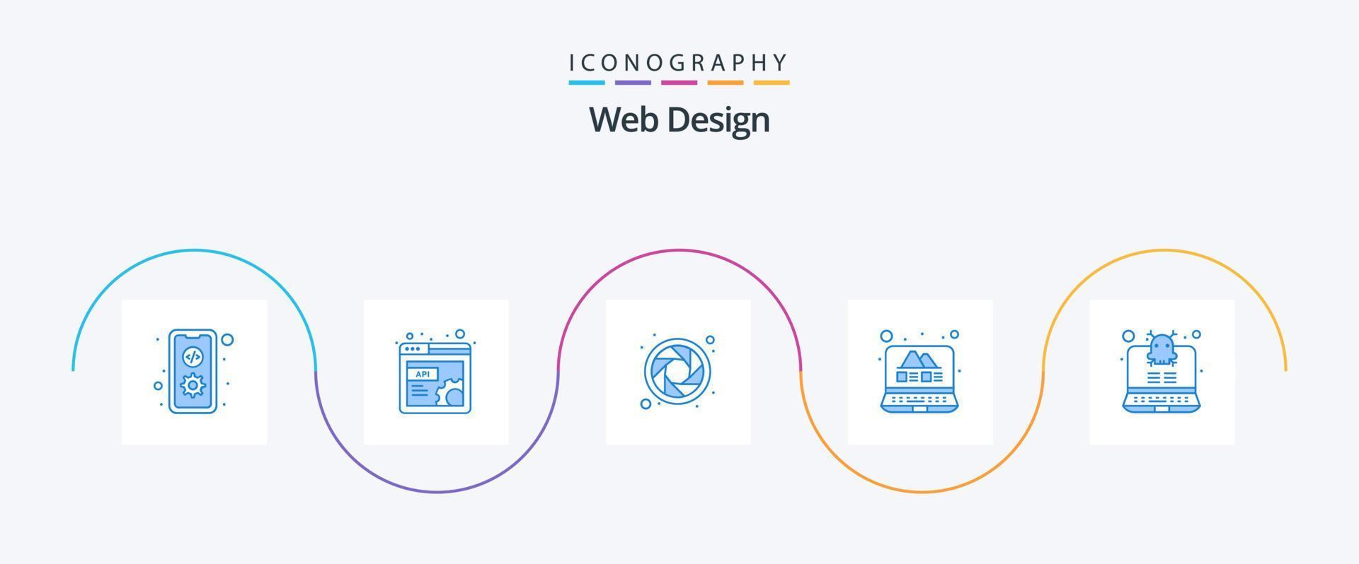 Web Design Blue 5 Icon Pack Including hacking. computer. layout. web. gallery vector