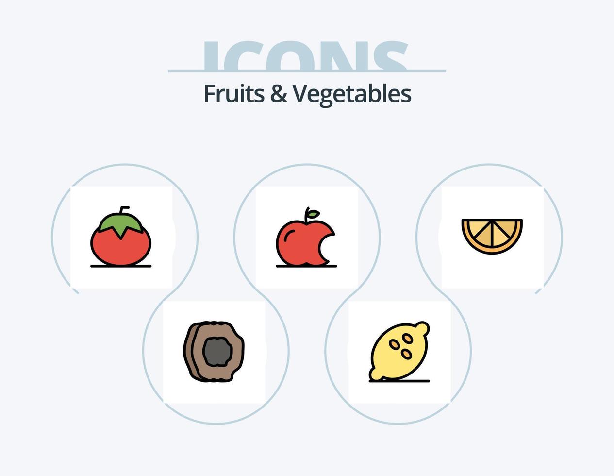 Fruits and Vegetables Line Filled Icon Pack 5 Icon Design. oil. olive. vegetable. healthy. fruit vector