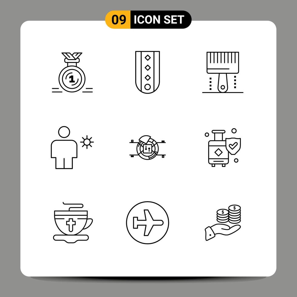 Outline Pack of 9 Universal Symbols of human avatar rank programing development Editable Vector Design Elements