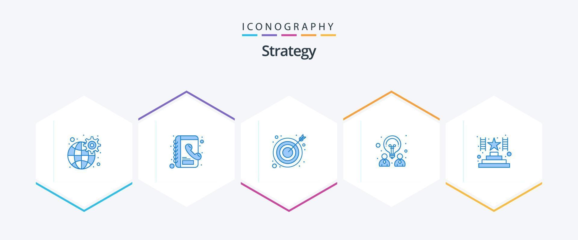 Strategy 25 Blue icon pack including award. climb. goal. partnership. design vector