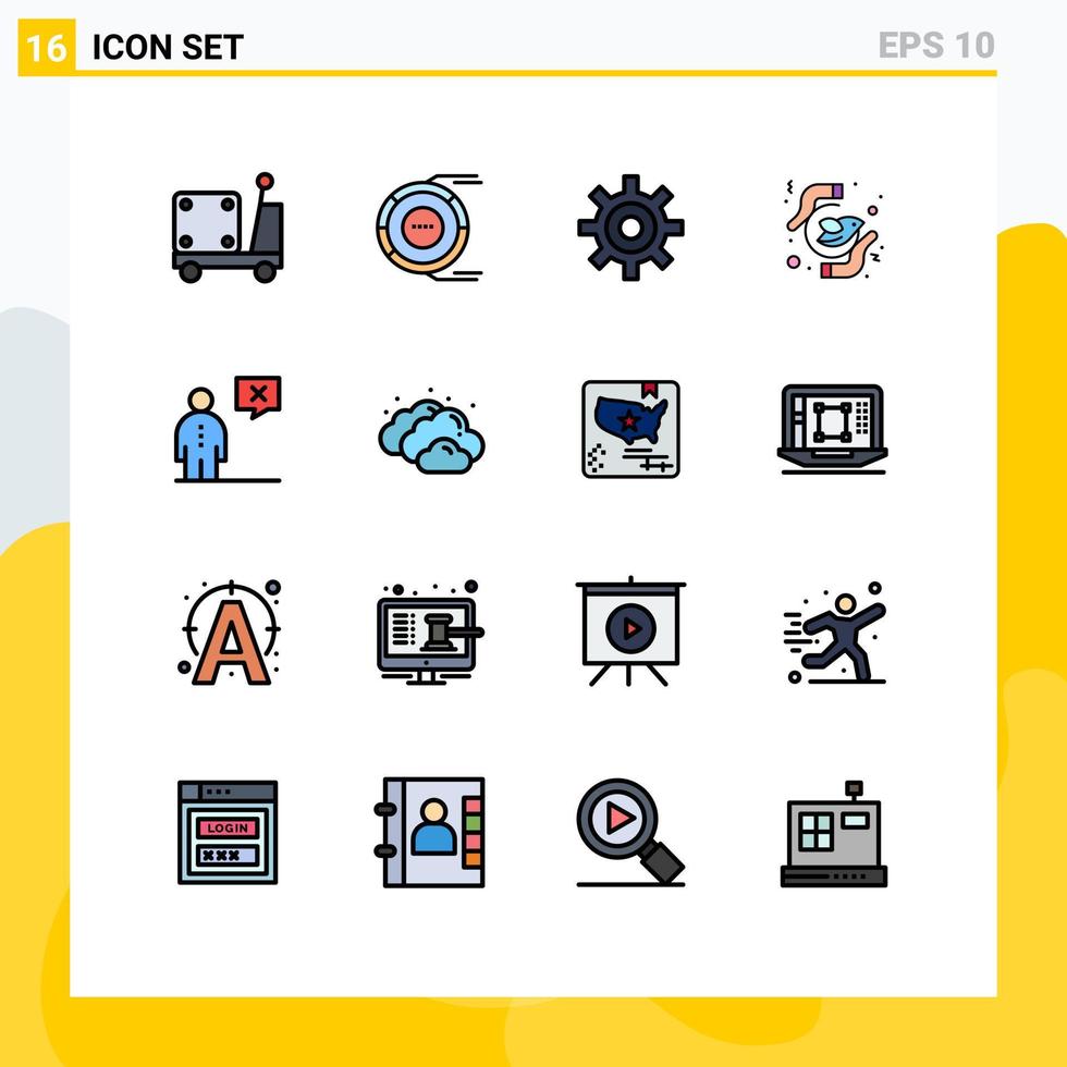 Pictogram Set of 16 Simple Flat Color Filled Lines of purity freedom resource feminism user Editable Creative Vector Design Elements