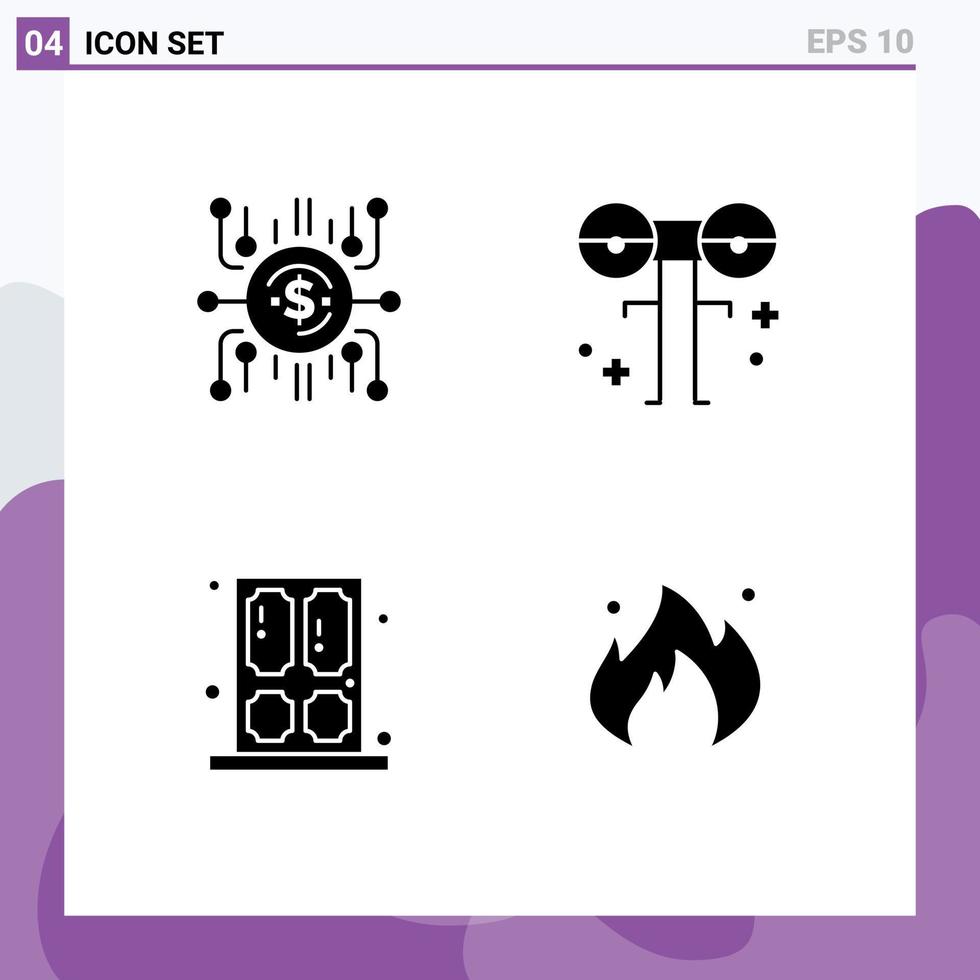 User Interface Pack of 4 Basic Solid Glyphs of crowdfund scary crowdselling eyed home Editable Vector Design Elements