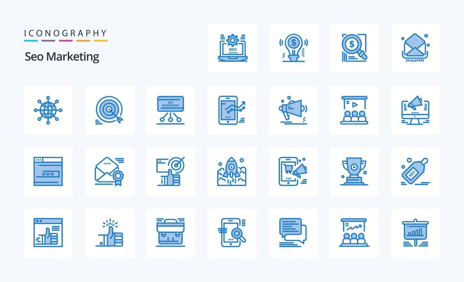 25 Seo Marketing Blue icon pack vector