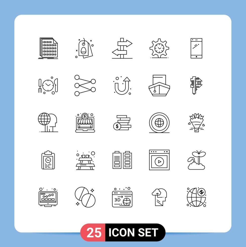 Set of 25 Modern UI Icons Symbols Signs for smart phone watch nature time gear Editable Vector Design Elements