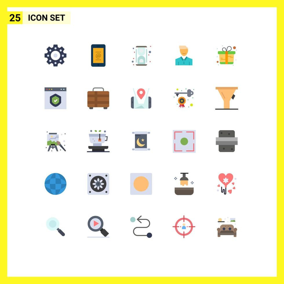 Set of 25 Modern UI Icons Symbols Signs for user man laboratory happy client Editable Vector Design Elements