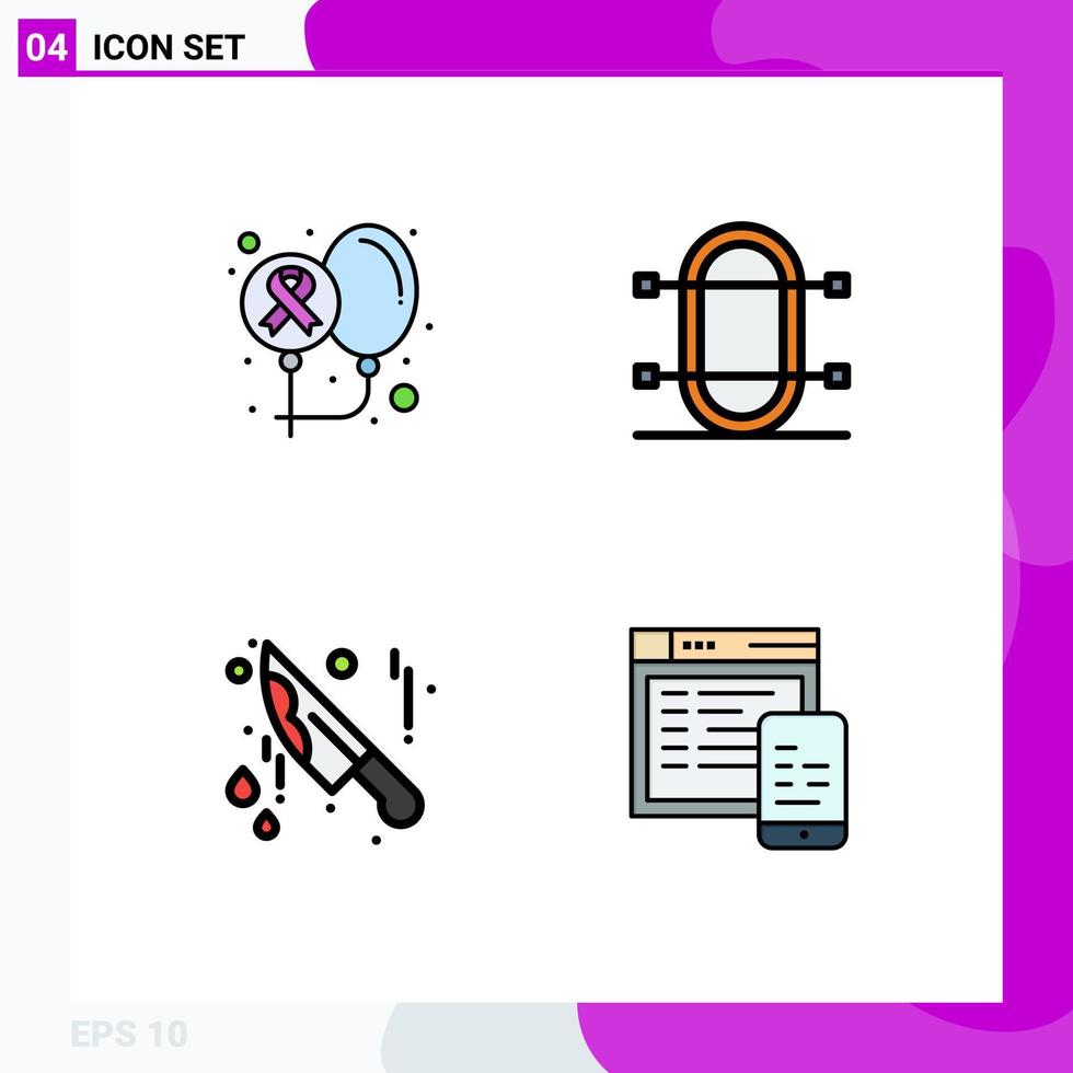 4 Creative Icons Modern Signs and Symbols of balloons sport health game halloween Editable Vector Design Elements