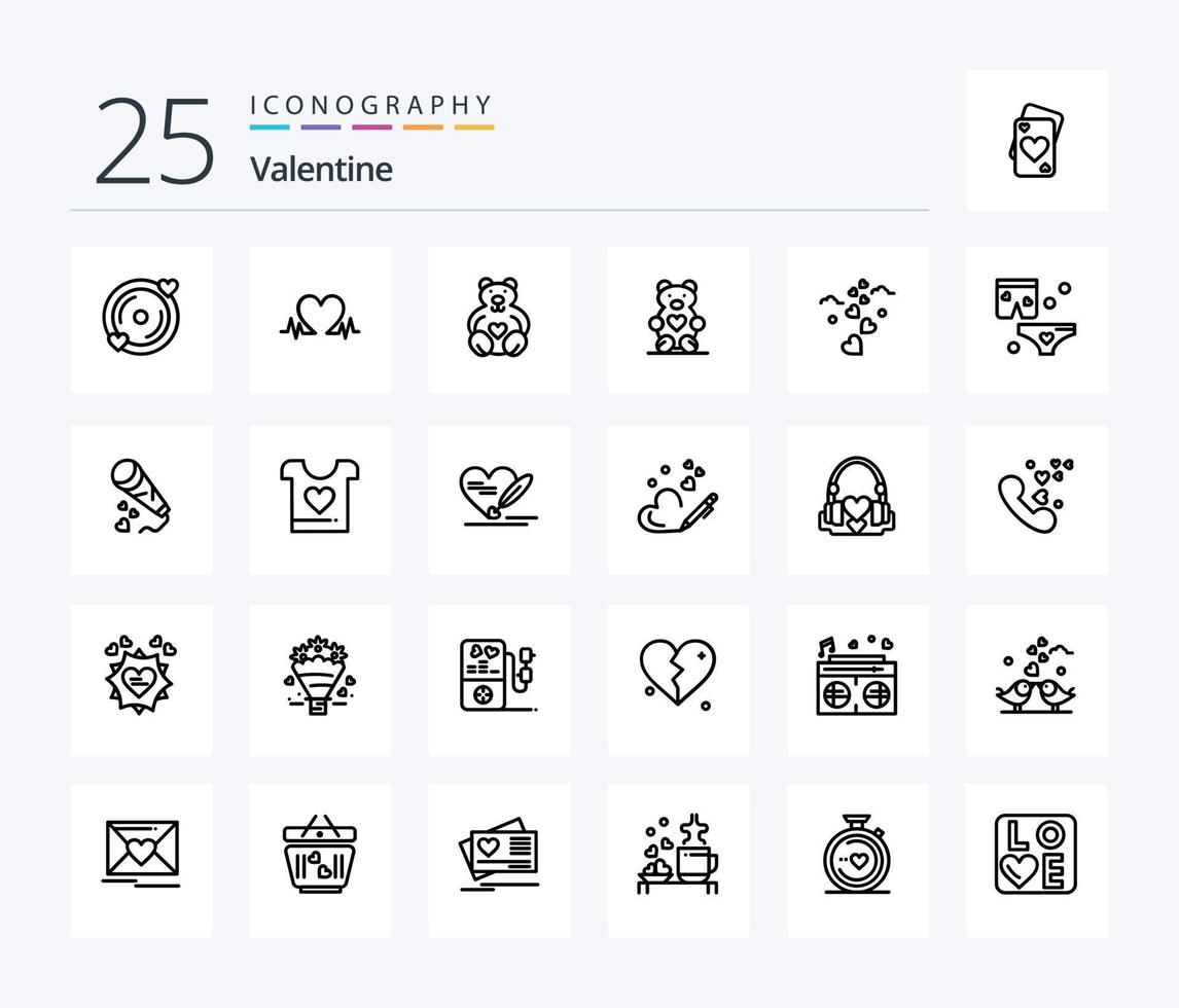 Valentine 25 Line icon pack including love. love. heartbeat. day. valentine vector