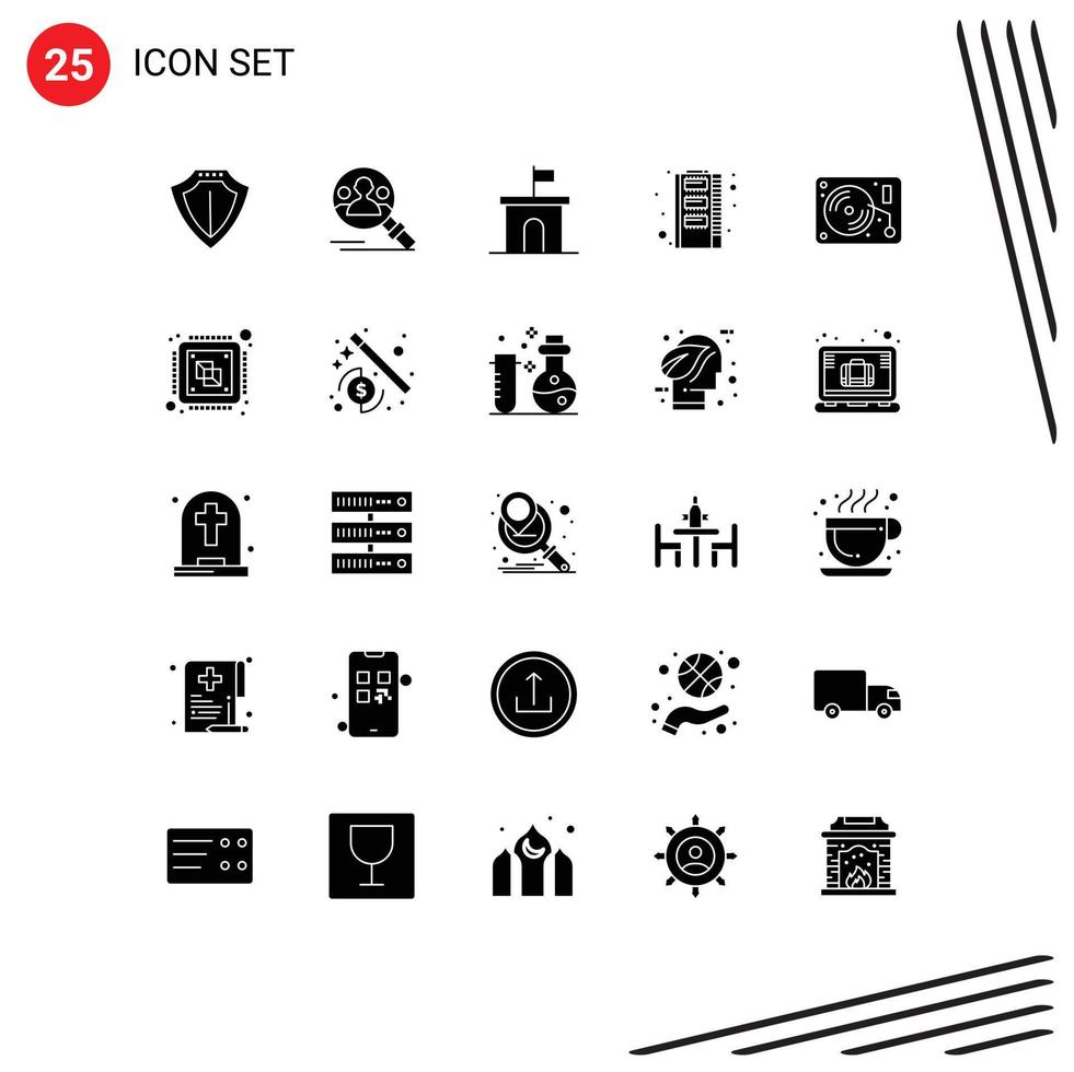 Universal Icon Symbols Group of 25 Modern Solid Glyphs of music ram architecture memory property Editable Vector Design Elements