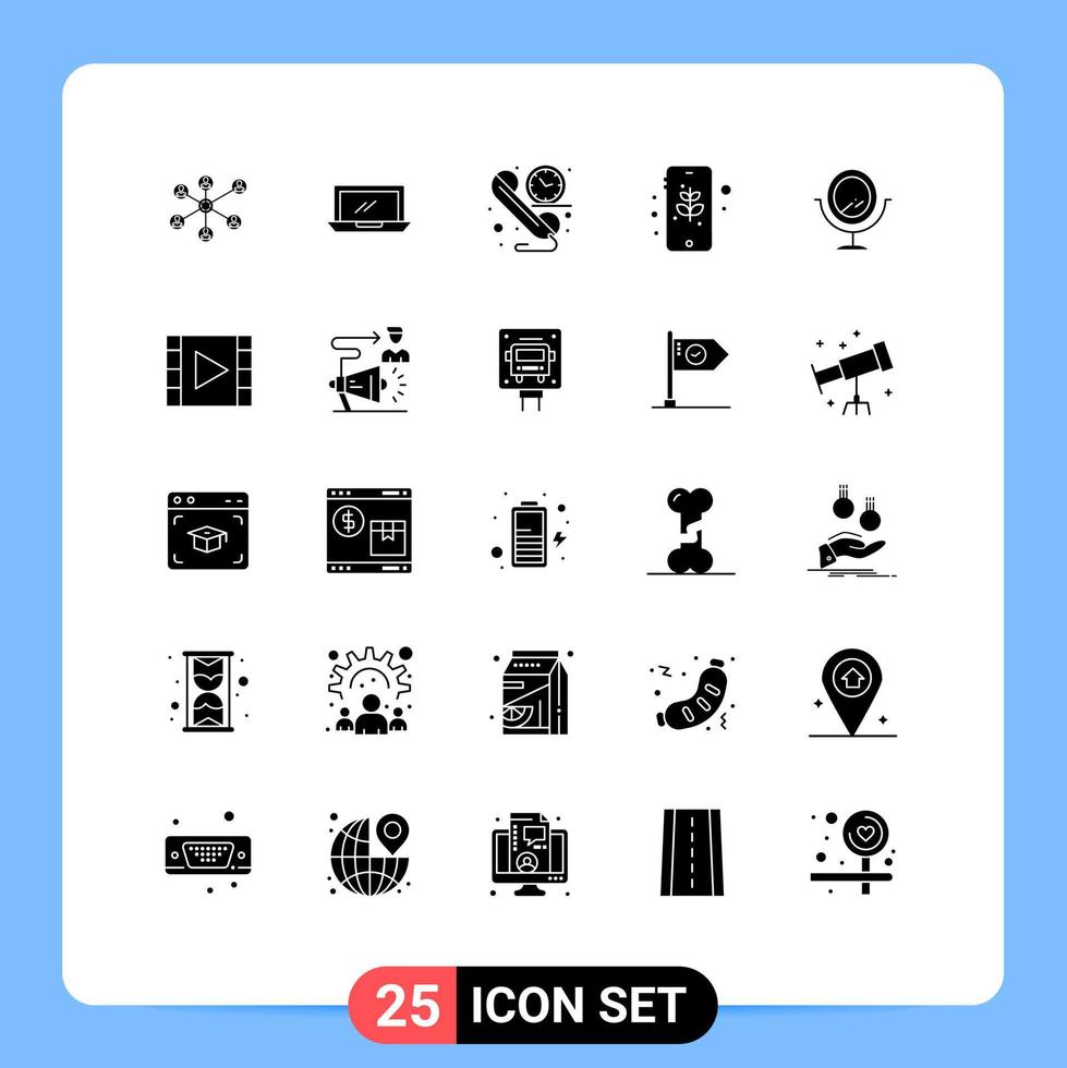 25 Creative Icons Modern Signs and Symbols of mirror mobile pc eco time Editable Vector Design Elements