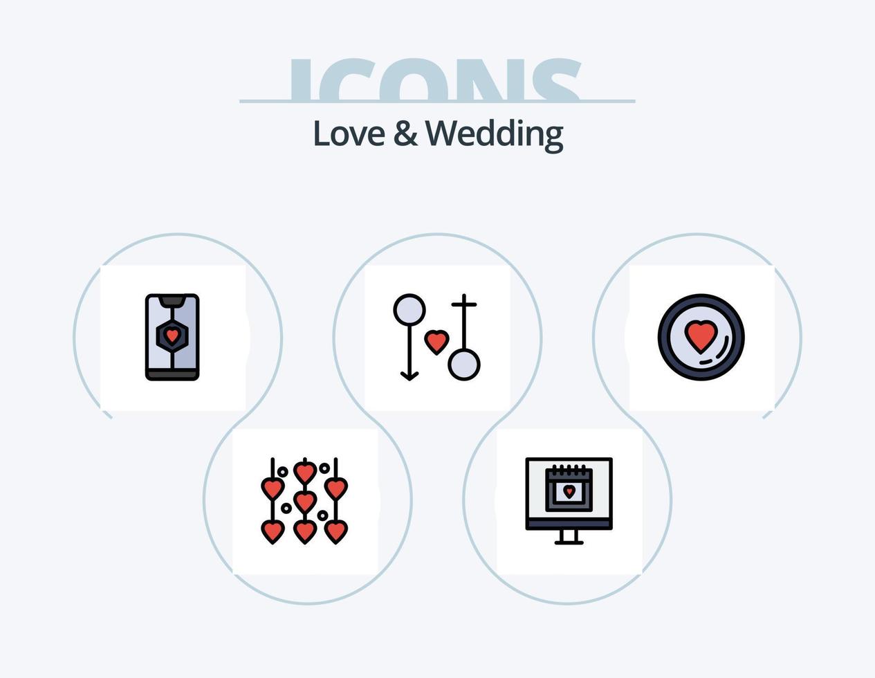 paquete de iconos llenos de línea de amor y boda 5 diseño de iconos. amar. aplicación casamiento. amante vector