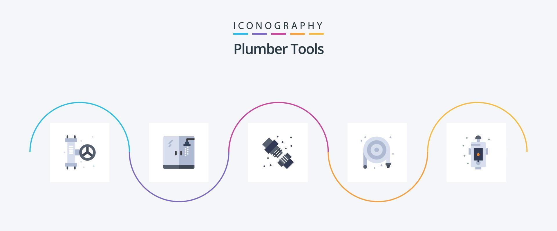 Plumber Flat 5 Icon Pack Including design. city. mechanical. plumbing. mechanical vector