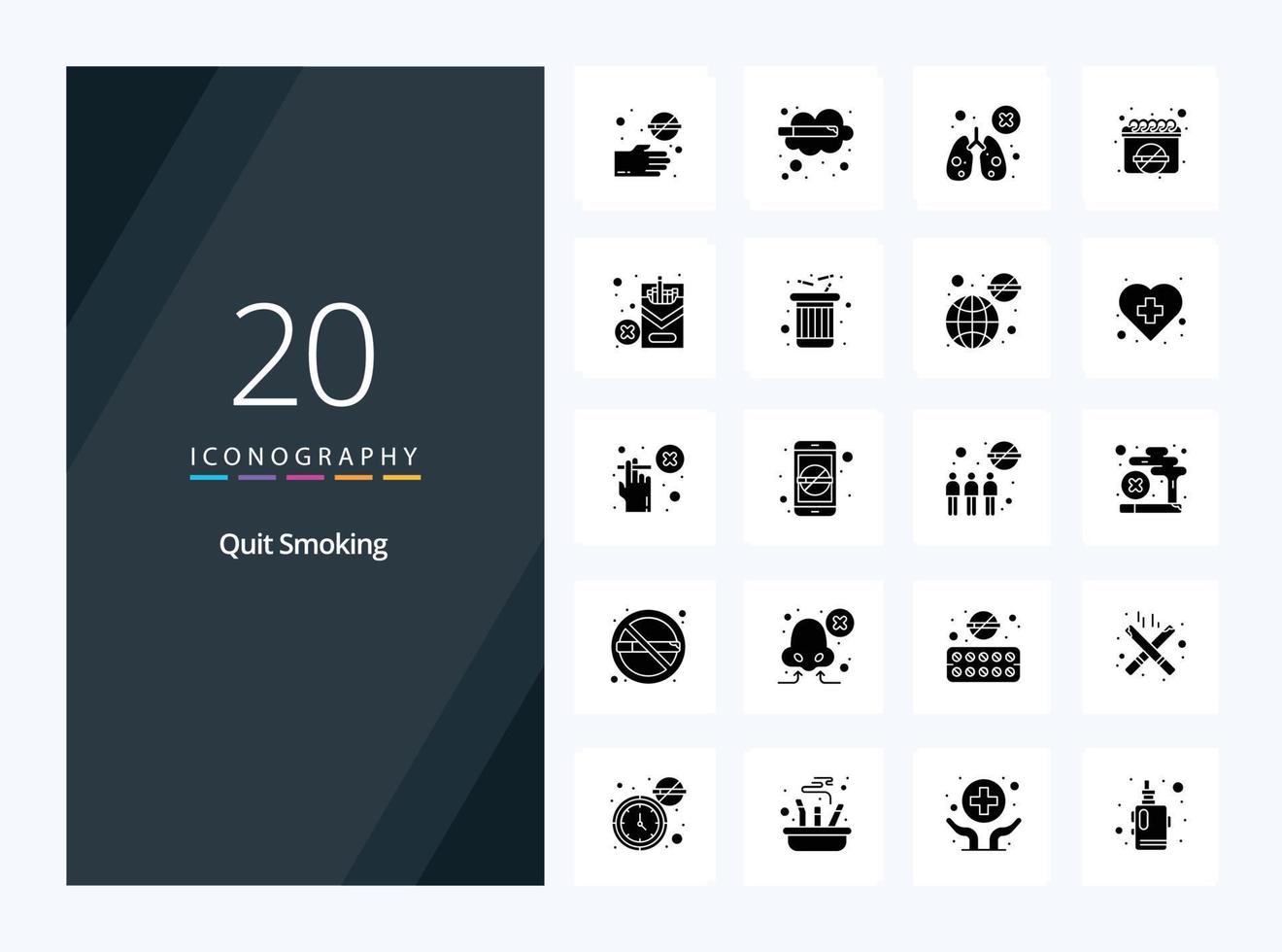 20 Quit Smoking Solid Glyph icon for presentation vector