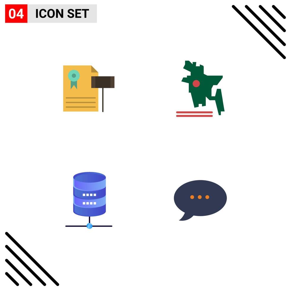 grupo de 4 iconos planos signos y símbolos para el servidor de subastas grava bangladesh país computación elementos de diseño vectorial editables vector