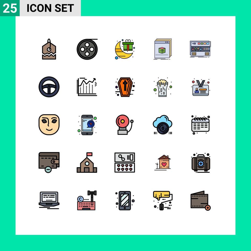 paquete de iconos de vector de stock de 25 signos y símbolos de línea para dominar elementos de diseño de vector editables de aplicación de archivo de regalo de programa