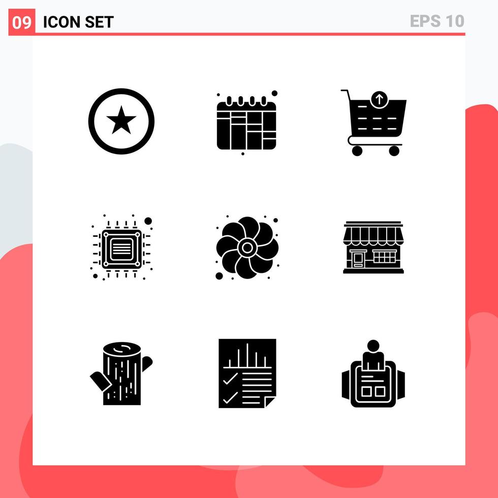 Stock Vector Icon Pack of 9 Line Signs and Symbols for sunflower gras shopping cart flower smart Editable Vector Design Elements