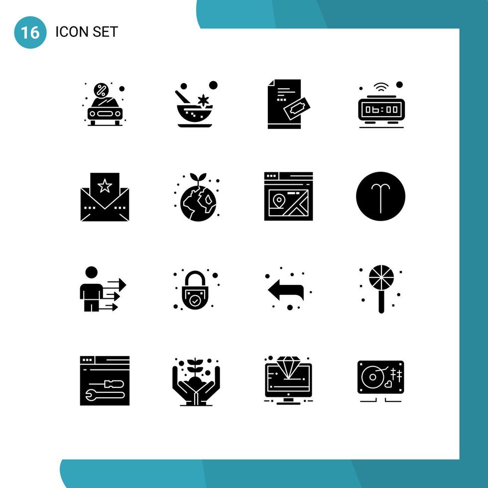 Set of 16 Modern UI Icons Symbols Signs for iot clock spa alarm pad Editable Vector Design Elements