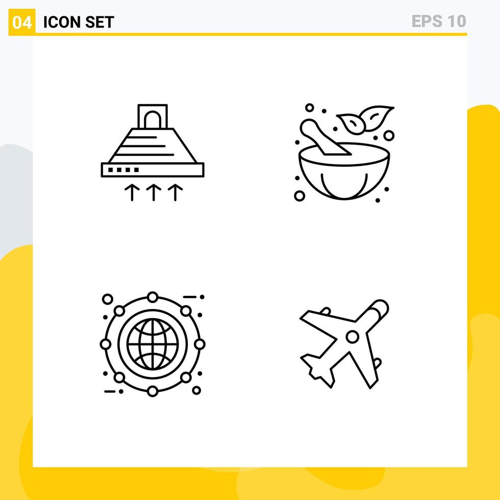 Universal Icon Symbols Group of 4 Modern Filledline Flat Colors of hood archive exhaust pestle expand Editable Vector Design Elements