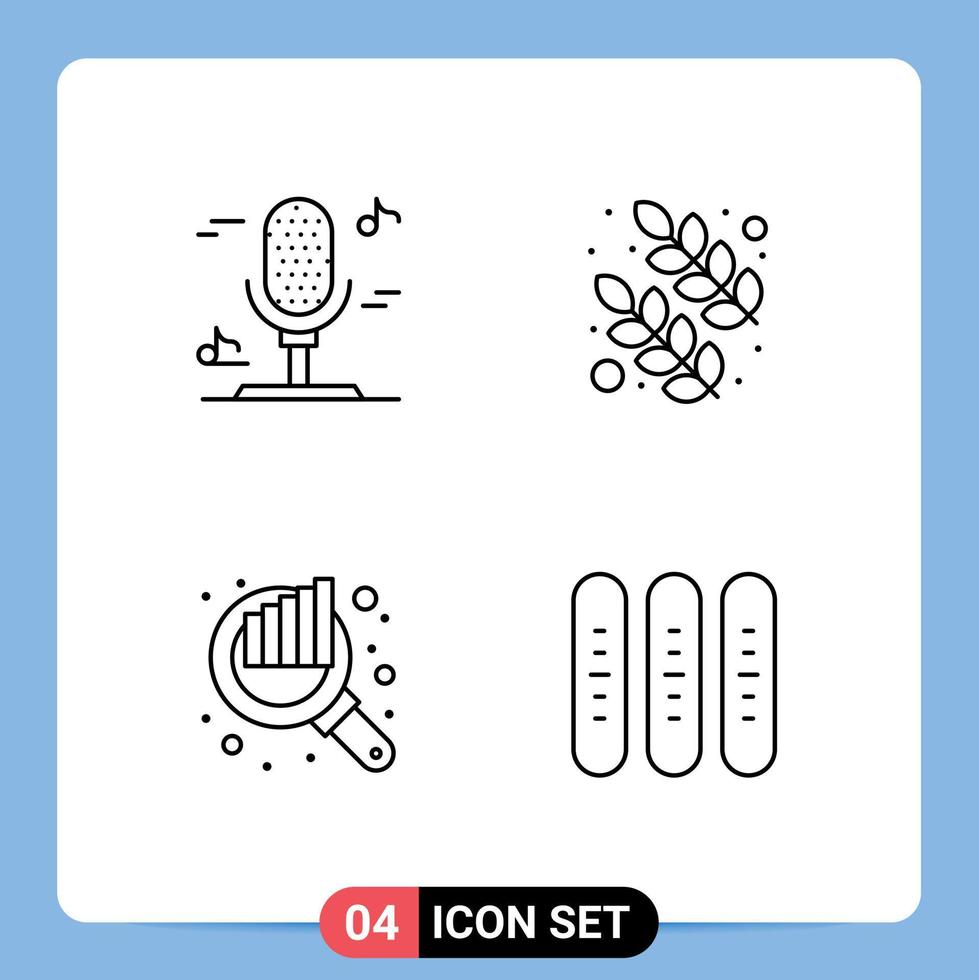 4 Universal Line Signs Symbols of audio seo leaf audit event Editable Vector Design Elements